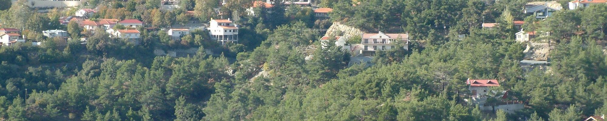 A photo of a green mountain with some housing